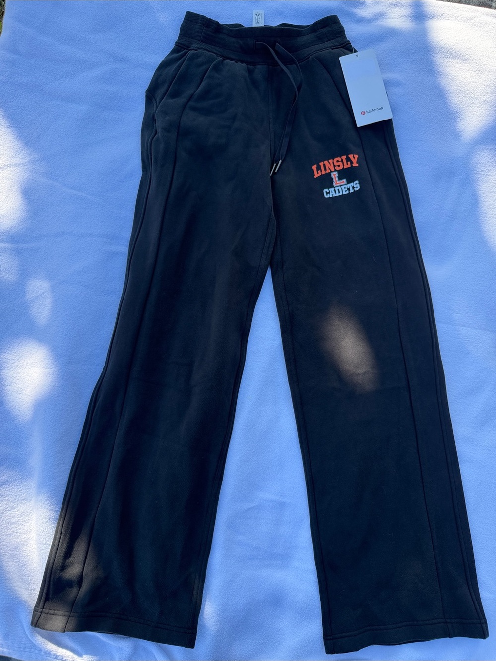 lululemon athletica Kids Black Sweatpants with Orange & White Logo